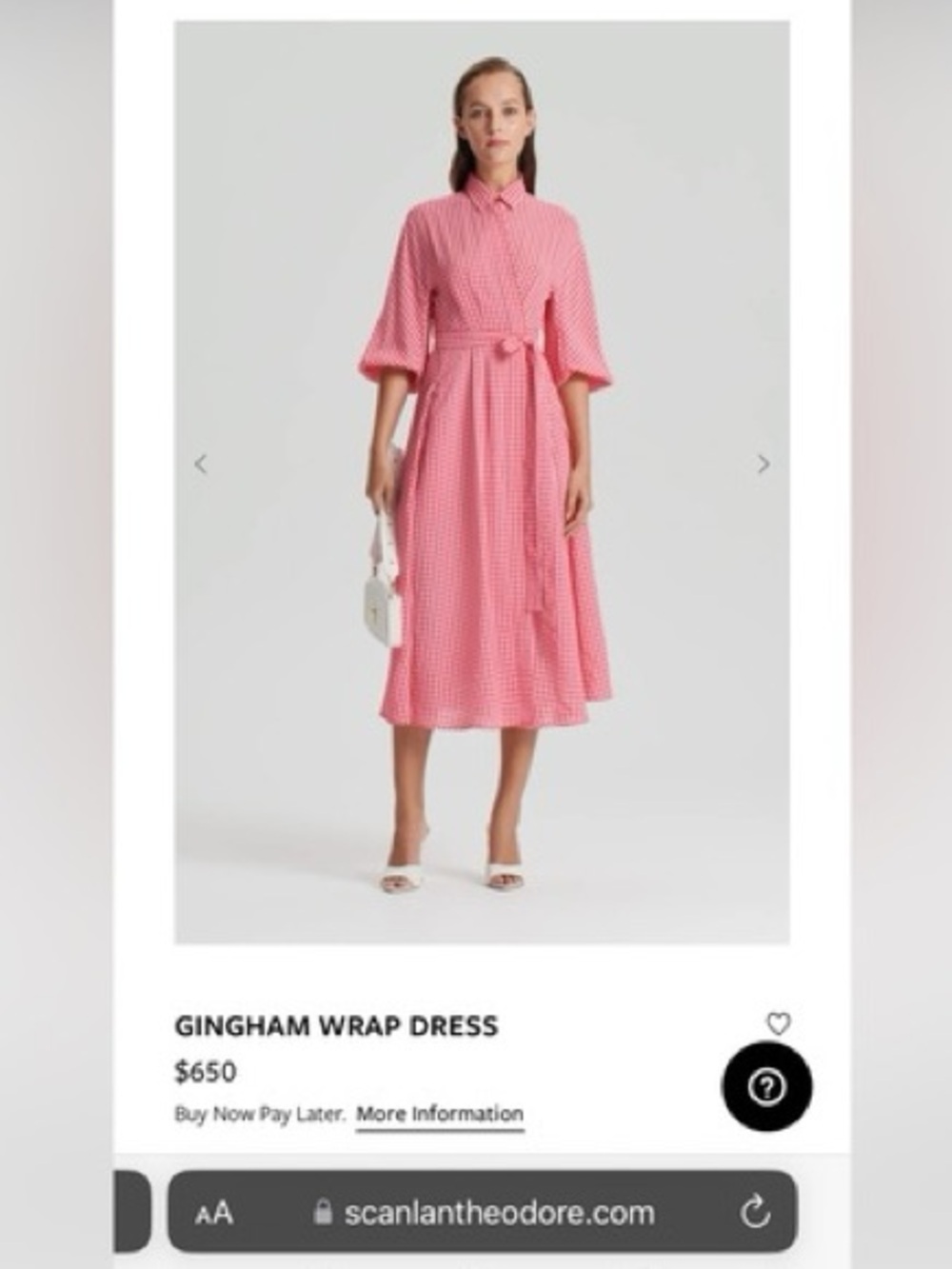 Scanlan Theodore Pink Gingham Midi Shirt Dress - Picture 2 of 6